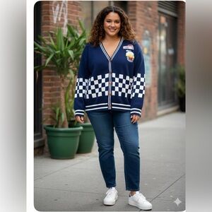 DISNEY Blue Checkered Cardigan